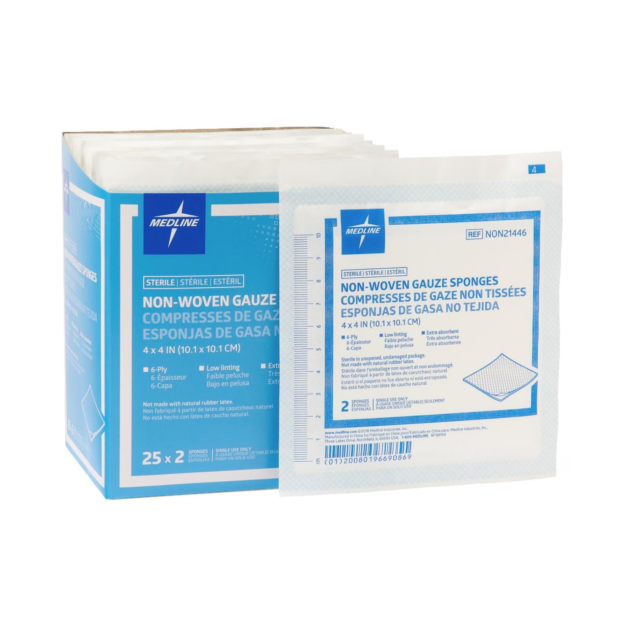 Avant Gauze Sterile Nonwoven Sponge, 4 x 4 Inch, 6-Ply MK 682459