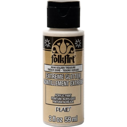 Folkart Color Acrylic Paint Extreme Glitter Golden Treasure - 2 oz