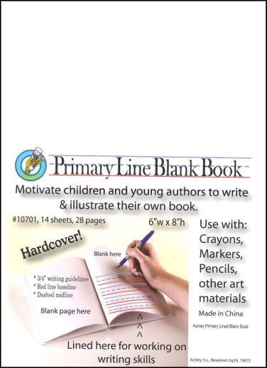 Hardcover Blank Book Primary Lined, 6 x 8 Portrait, White