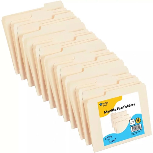 Manila File Folders 12 Pack (1/3 Cut Tabs)