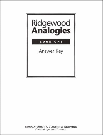 Ridgewood Analogies Book 1 Teacher Guide