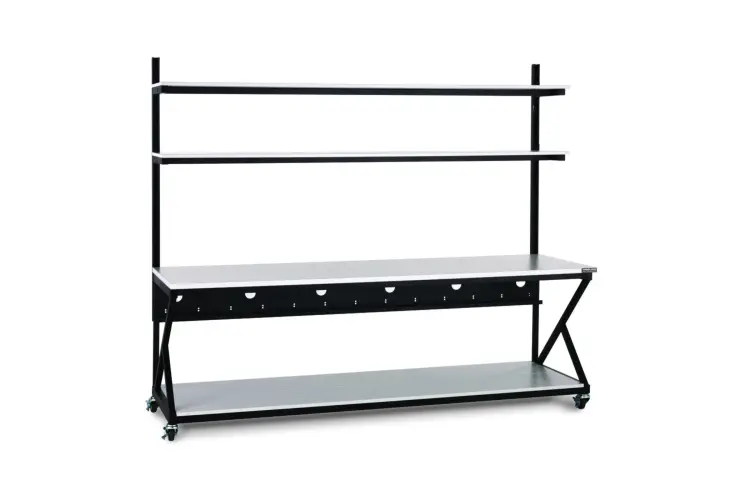 Kendall Howard 96" Work Bench With Upper and Full Bottom Shelf Kendall Howard 96" Work Bench With Upper and Full Bottom Shelf