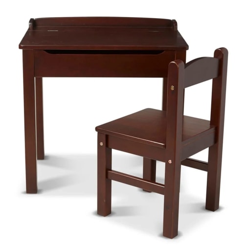 Melissa & Doug Lift-Top Wooden Kid's Desk and Chair - Espresso