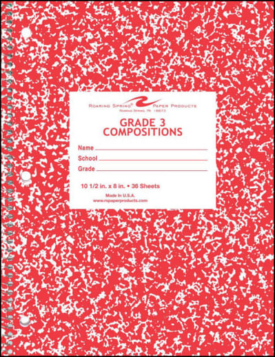 Grade Three Composition Notebook - Red Marble Cover