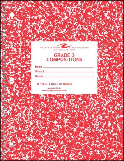 Grade Three Composition Notebook - Red Marble Cover