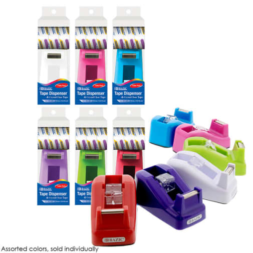 Mini 1" Core Desktop Tape Dispenser with Tape Refills - Assorted Color