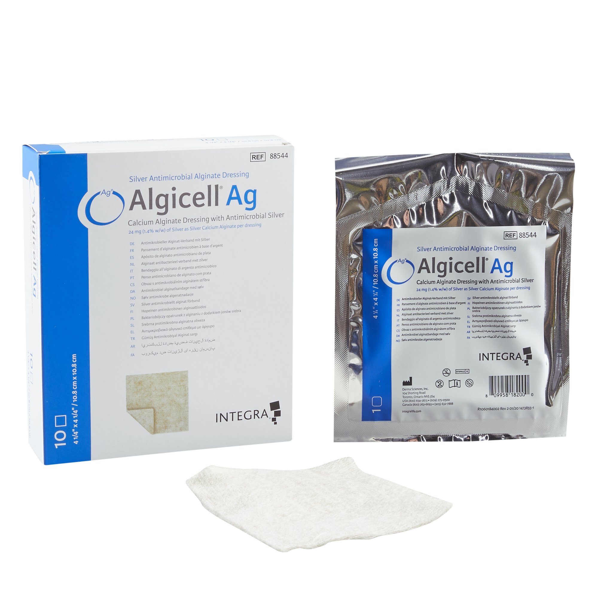 Algicell Ag Calcium Alginate Dressing with Silver, 4 x 4 Inch MK 934175