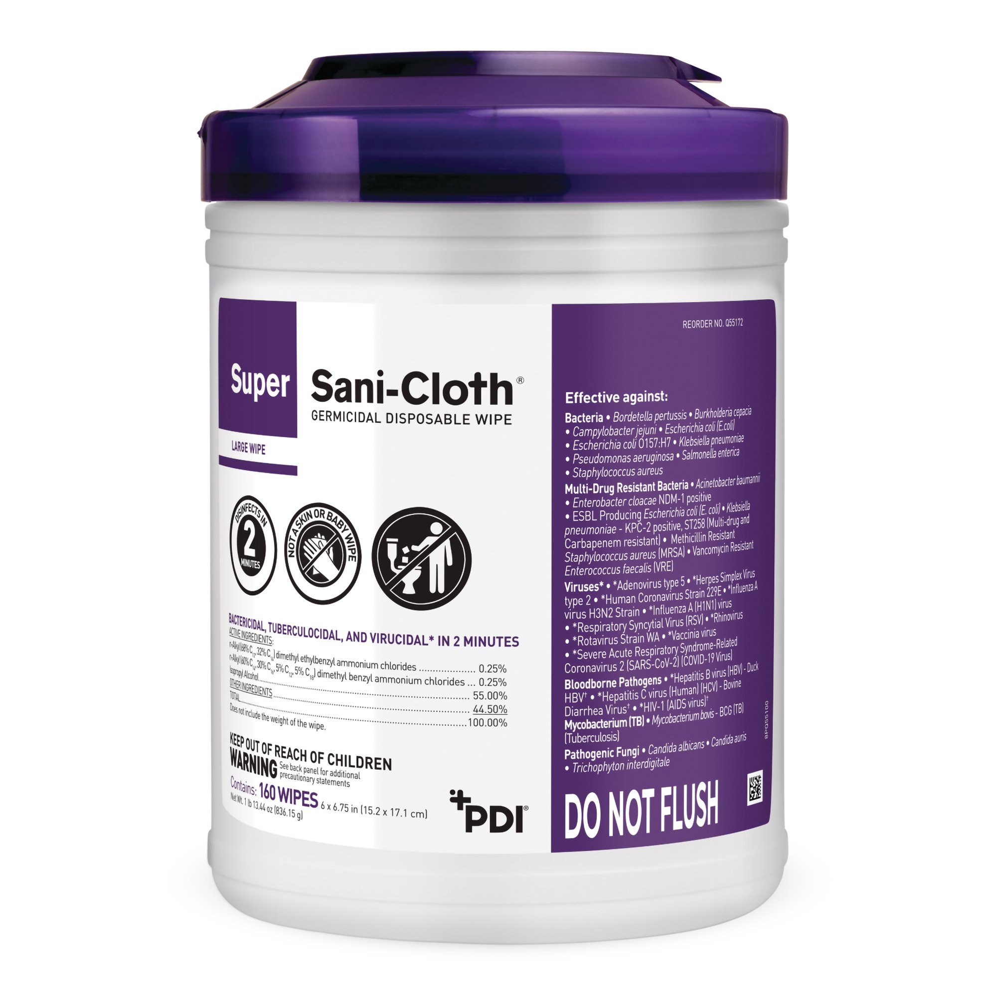 Super Sani-Cloth Large Germicidal Disinfectant Wipes, Canister, 160 ct. MK 928732