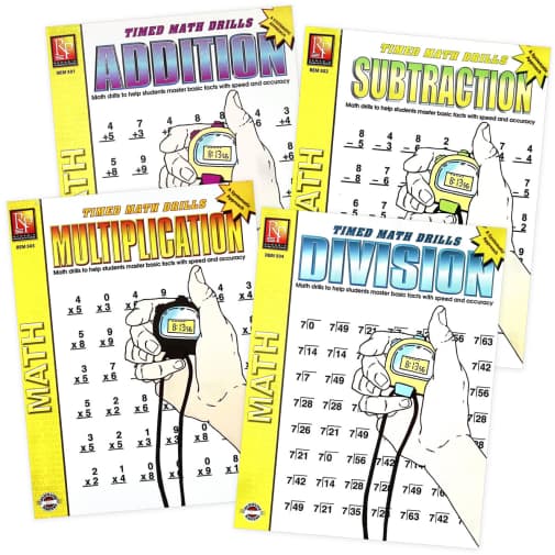 Timed Math Drills - Set of four books