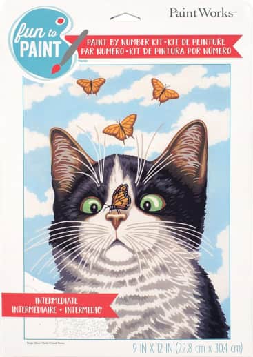Cat and Monarch Butterfly Paint-By-Number (Beginner)