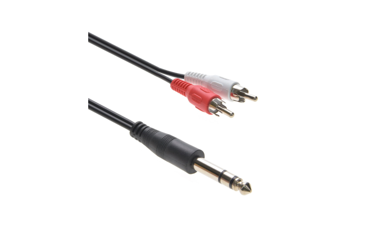1/4" Stereo Male to (2)RCA Male Y-Cable, Black, 6Ft 1/4" Stereo Male to (2)RCA Male Y-Cable, Black, 6Ft