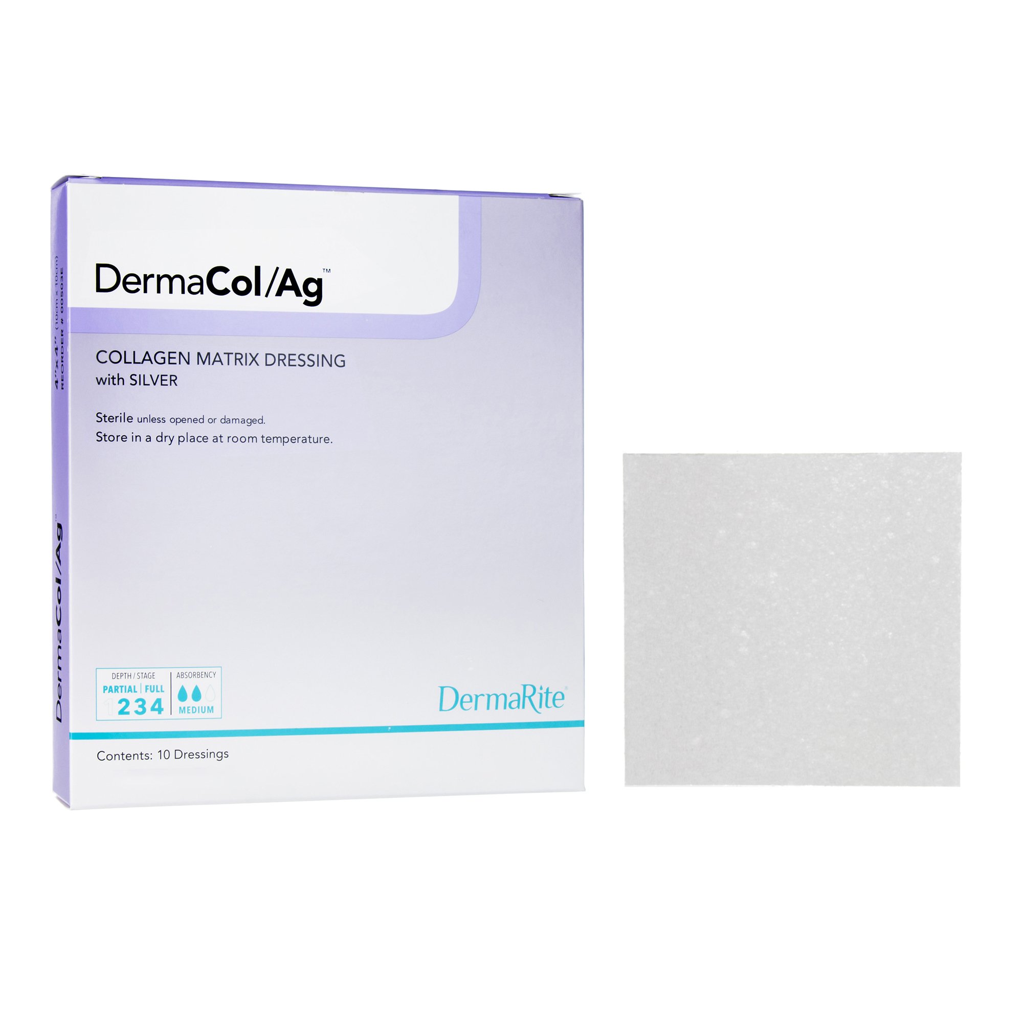 DermaCol/Ag Silver Collagen Matrix Dressing, 2 x 2 Inch MK 825652