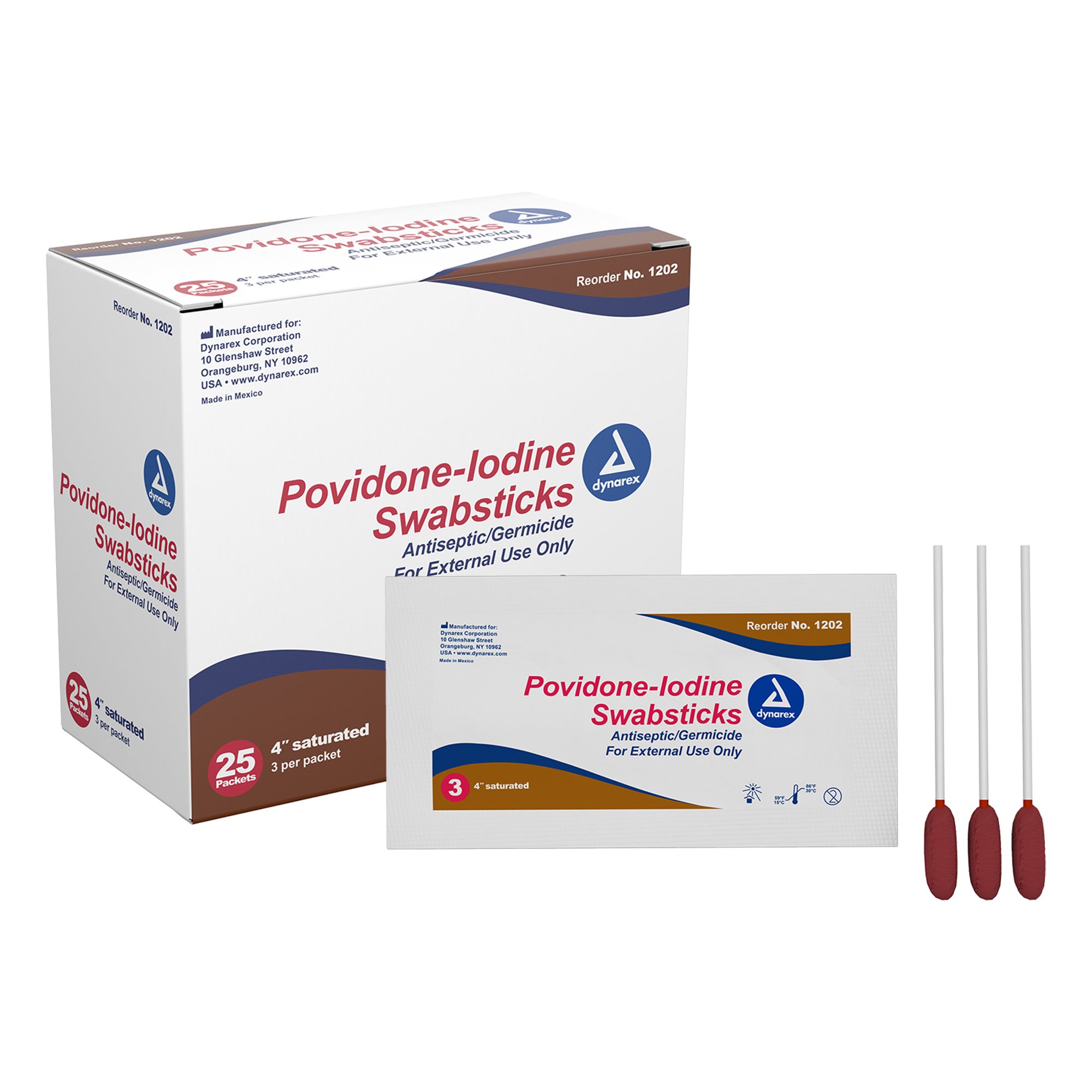 Dynarex Povidone Iodine Swabsticks MK DYN-1202