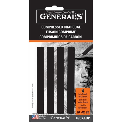 Compressed Charcoal Sticks (4 Assorted Sizes)