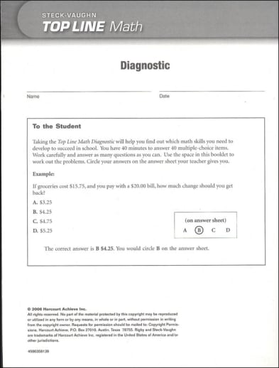 Top Line Math: Diagnostic Test