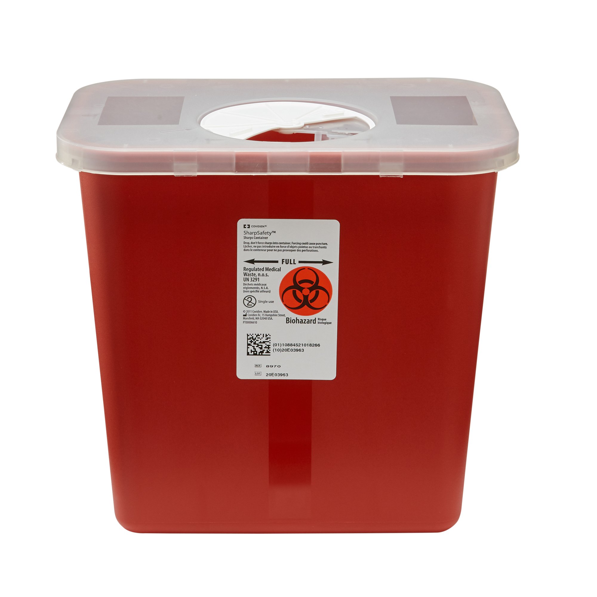 SharpSafety Multi-purpose Sharps Container, 2 Gallon, 10 x 7 x 10 Inch MK 138112