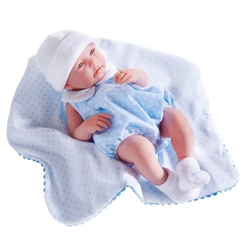 La Newborn Realistic 17" Vinyl Doll in Blue Bubble Suit Outfit and Blanket - Boy