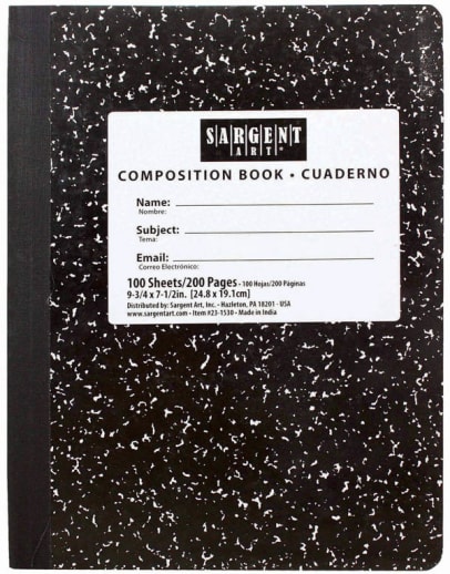 Marble Composition Book - Black (100 sheets)