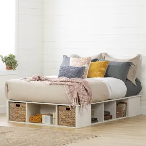 Storage Platform Bed with Wicker Baskets