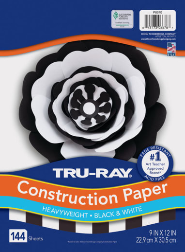 Tru-Ray Construction Paper Black & White 9" x 12" 144 sheets