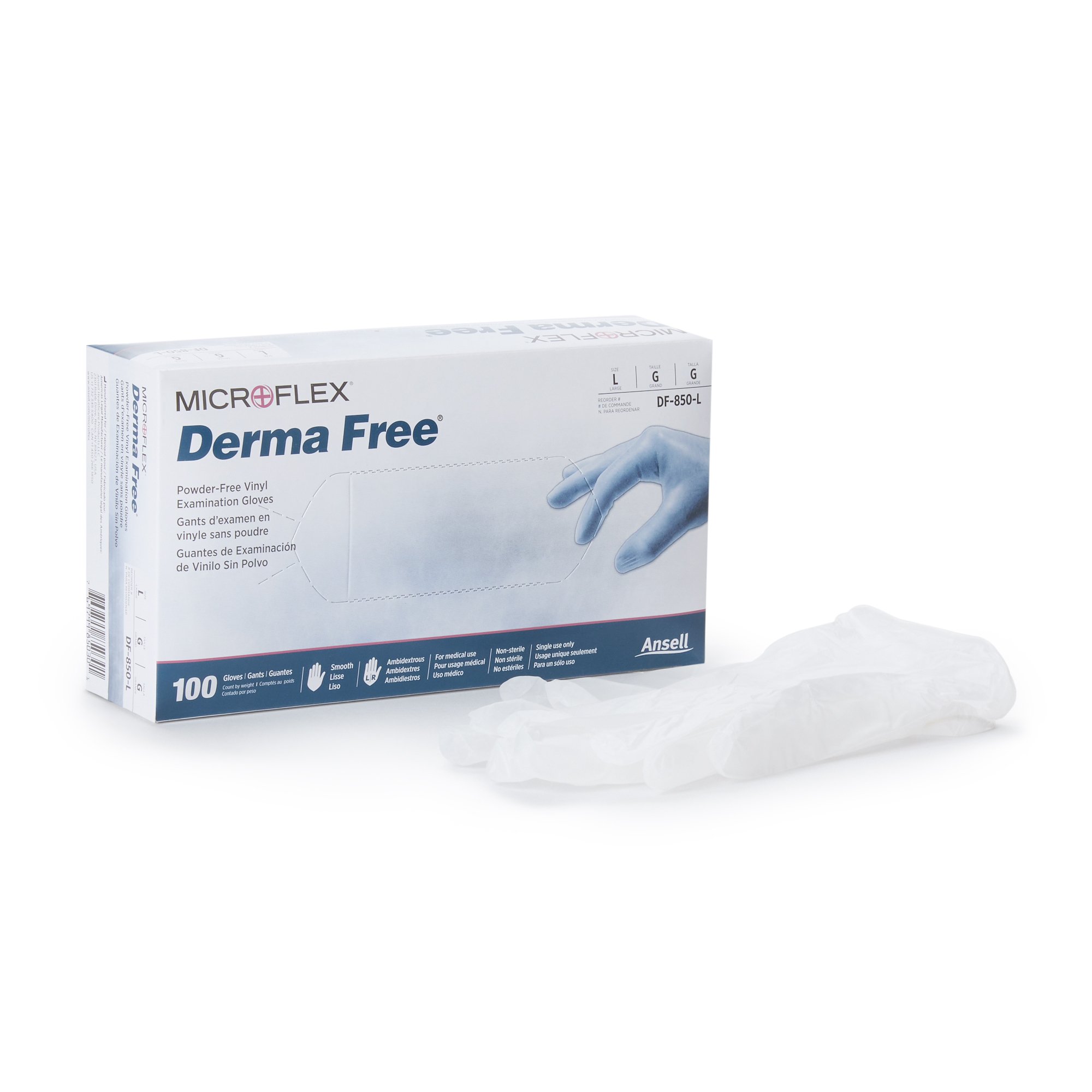 Derma Free Vinyl Exam Glove, Large, Clear MK 816891