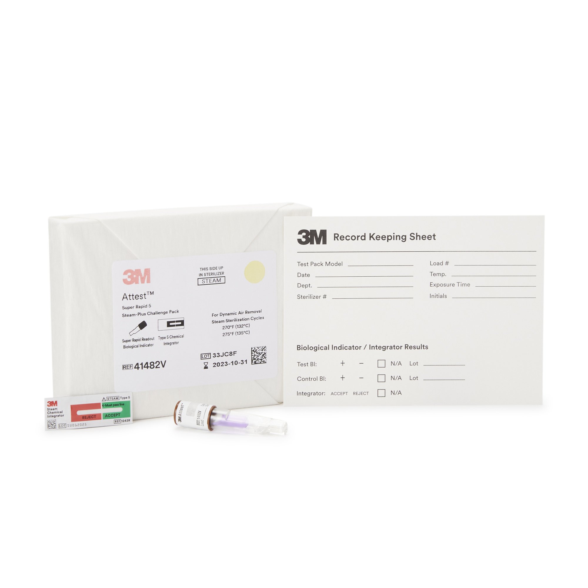 3M Attest Super Rapid 5 Steam-Plus Sterilization BI Challenge Pack MK 852279