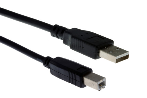 Image of USB 2.0 A Male to B Male Cable, 10', Black