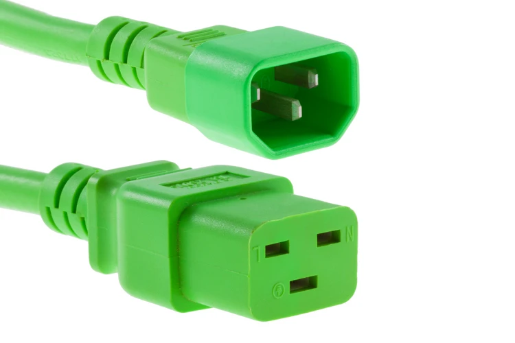 AC power cord, C14 to C19, 14 AWG, 10ft, Green