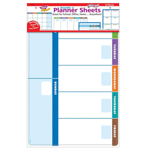 Learning Sets Wipe-Off Planner Sheets