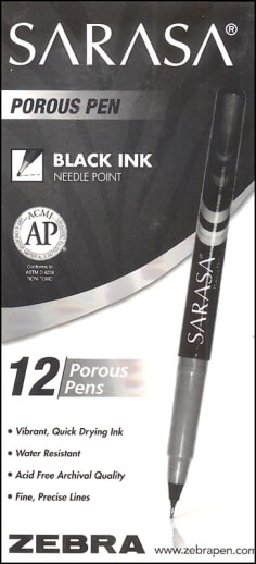 Sarasa Pen - 0.8mm, Fine (Black) 12 Pack