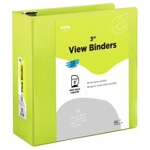 View Binder - 3" D Ring with 2 Pockets - Green