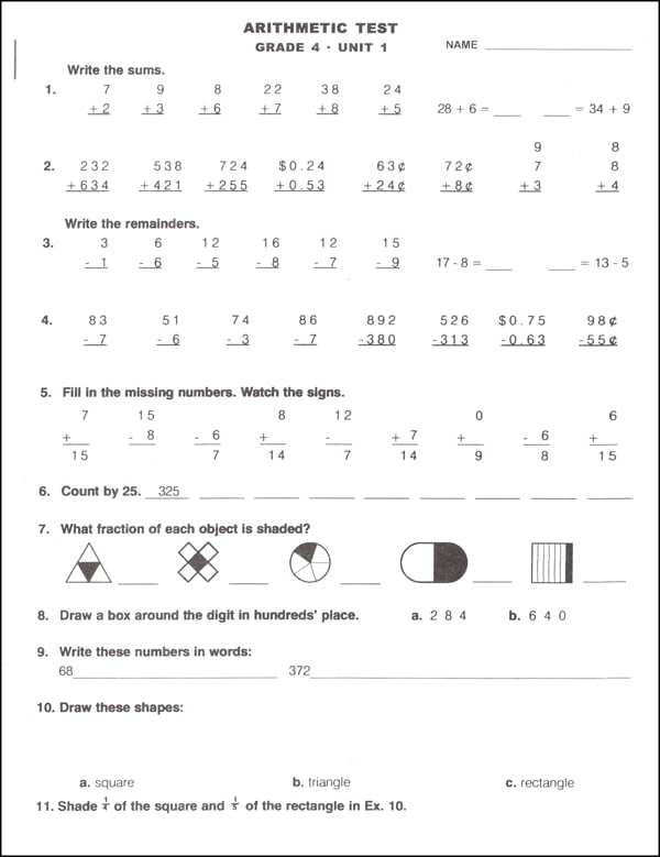 Study Time Arithmetic - Tests and Drills, Grade 4