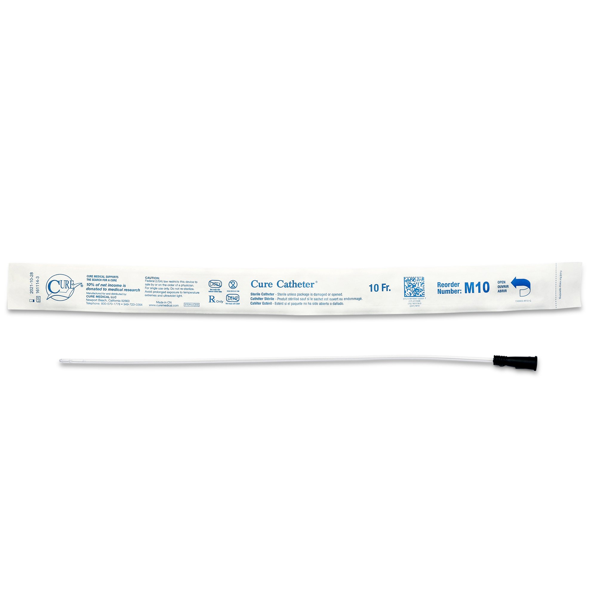 Cure Catheter Male Intermittent Catheter, 10 Fr., Straight MK 761796