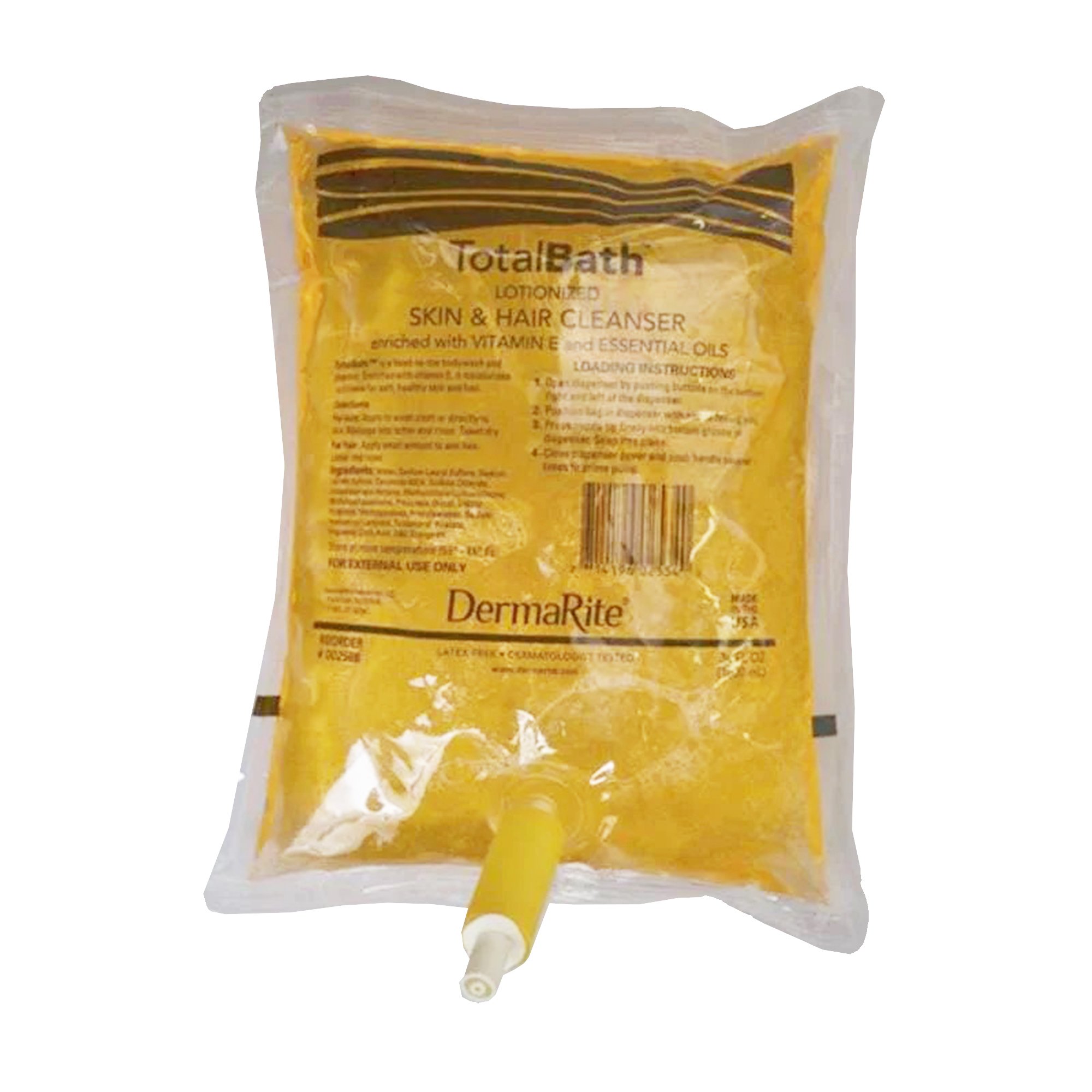 DermaRite TotalBath Skin & Hair Cleanser, 1,000 mL Dispenser Refill Bag, Scented MK 442540