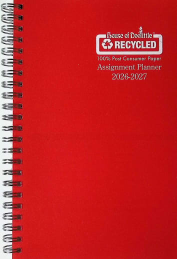 Student Assignment Planner Red Vinyl August 2026 - August 2027