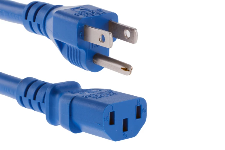 AC power cord, 5-15p to C13, 14 AWG, 6ft, Blue