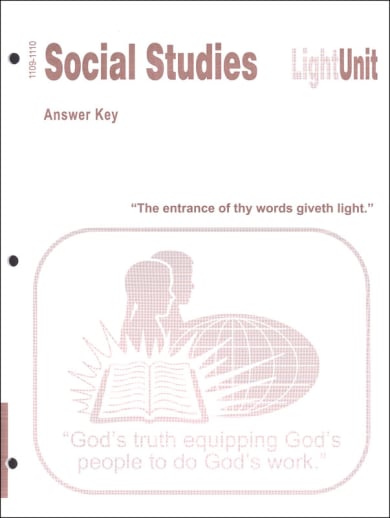 Social Studies 1109-1110 LightUnit Answer Key