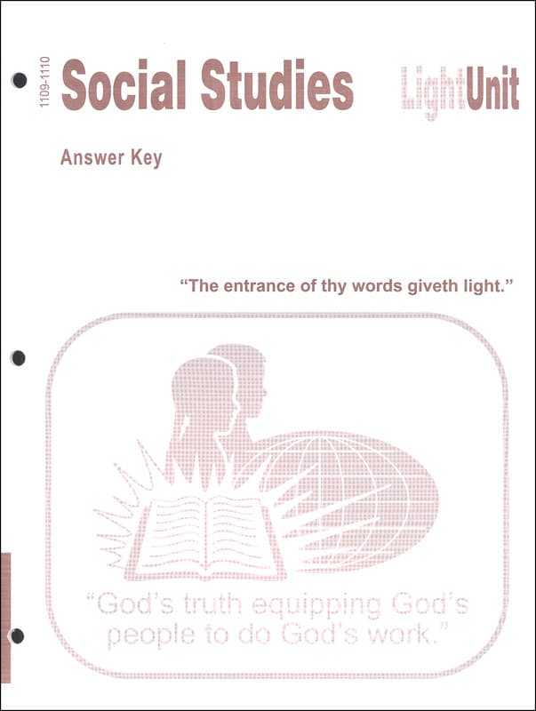 Christian Light Social Studies 1109-1110 LightUnit Answer Key