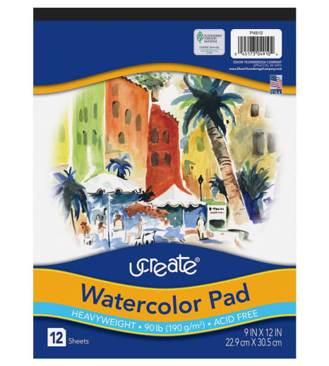 Watercolor Pad 9" x 12" 12 sheets