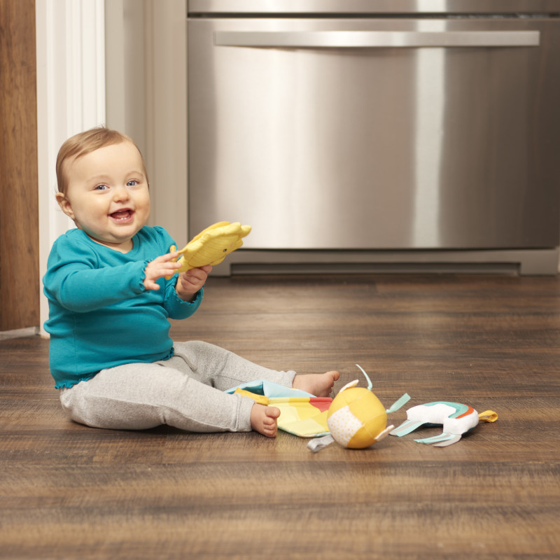 Door Jumper with 4 Removable Toys (Sweet Skies) Lifestyle Photo Door Jumper with 4 Removable Toys (Sweet Skies) Lifestyle Photo