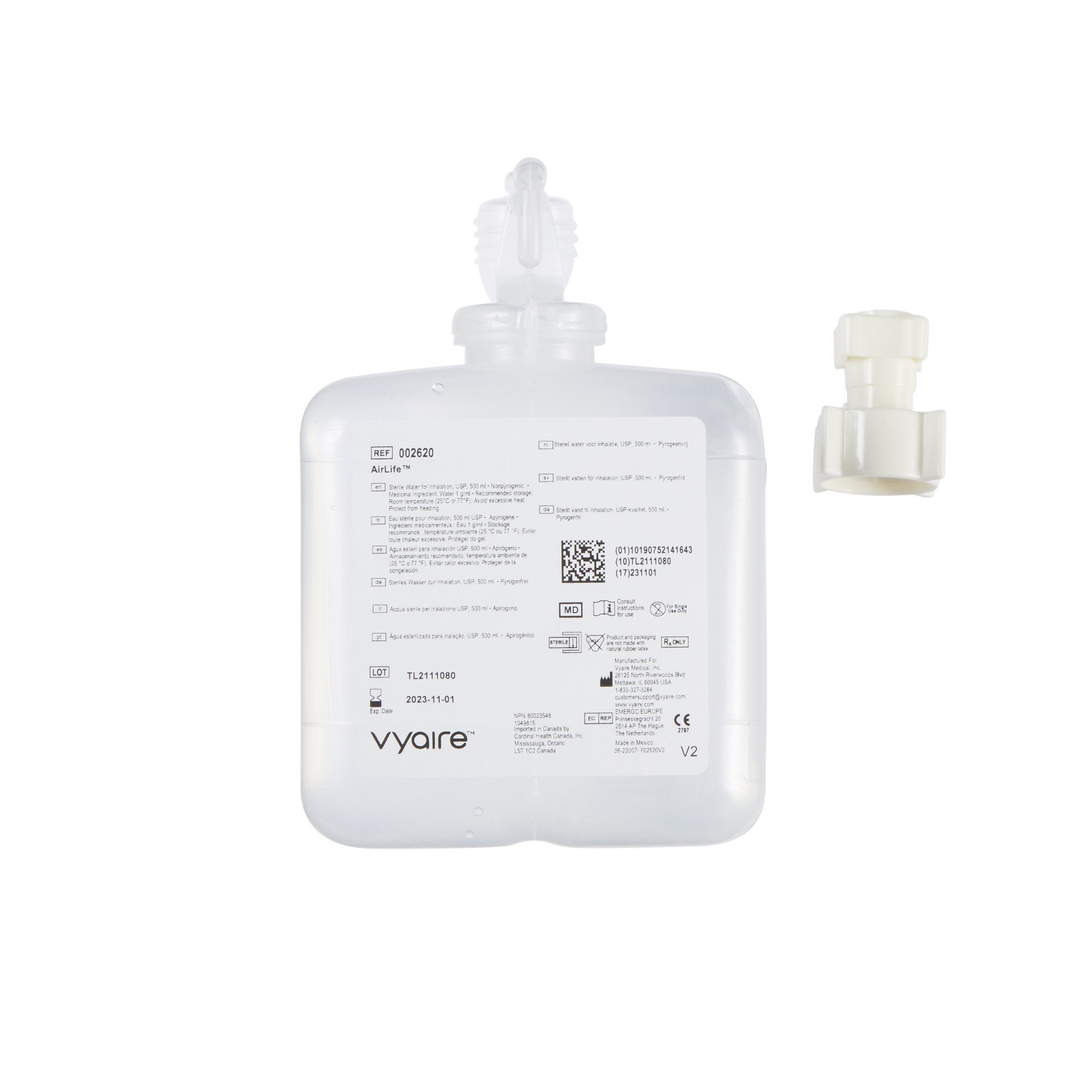 AirLife Prefilled Humidifier with Adapter, 500 mL MK 288711