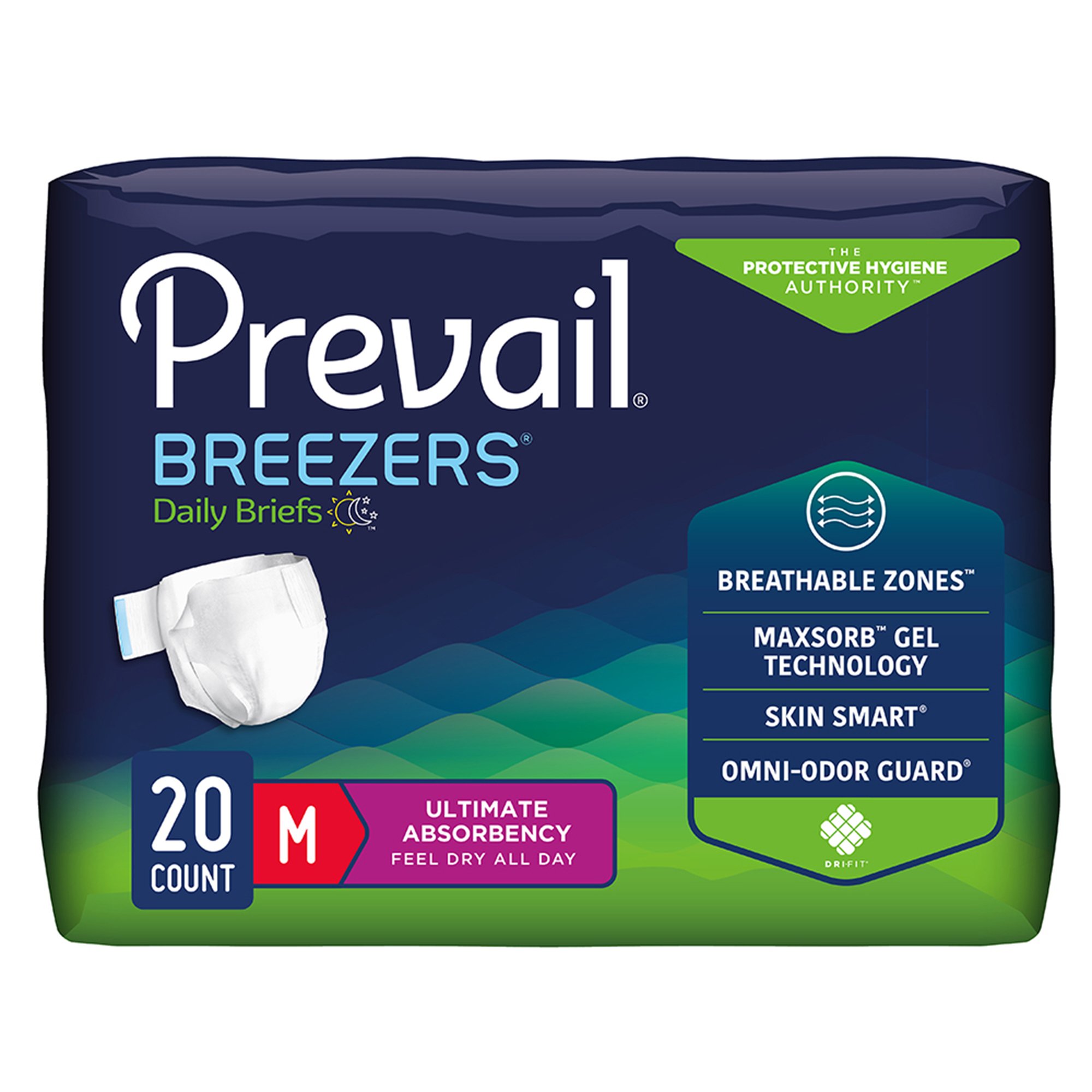 Prevail Breezers Ultimate Absorbency Incontinence Briefs, Medium MK 1234416