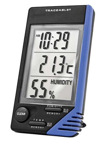 Digital Thermometer / Hygrometer Digi-Sense Traceable Fahrenheit / Celsius 0 to 32F (0 to 50C) External Probe Flip-out Stand / Wall Mount Battery Operated MK 1244045