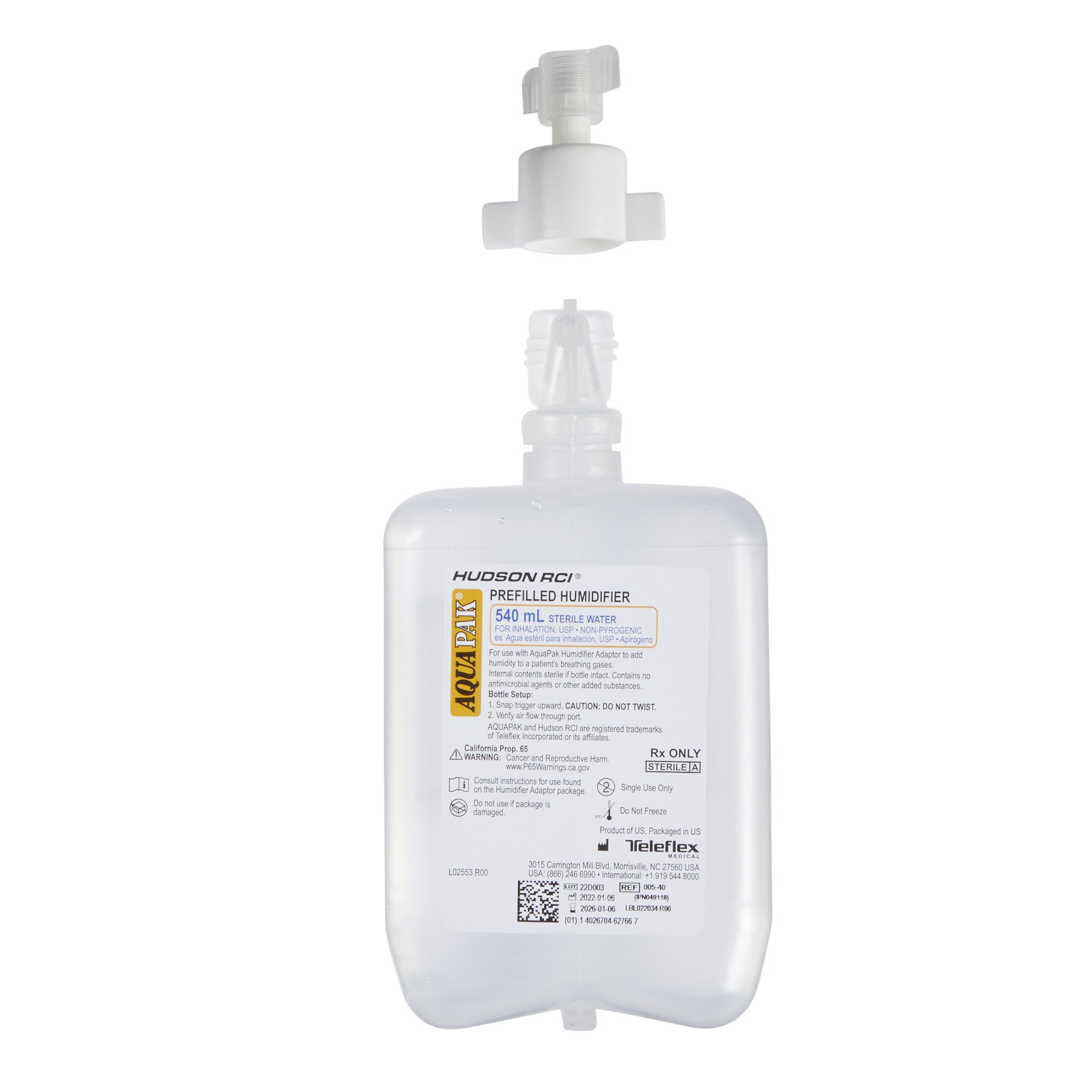 Aquapak Prefilled Bubble Humidifier Kit, 540 mL MK 761968
