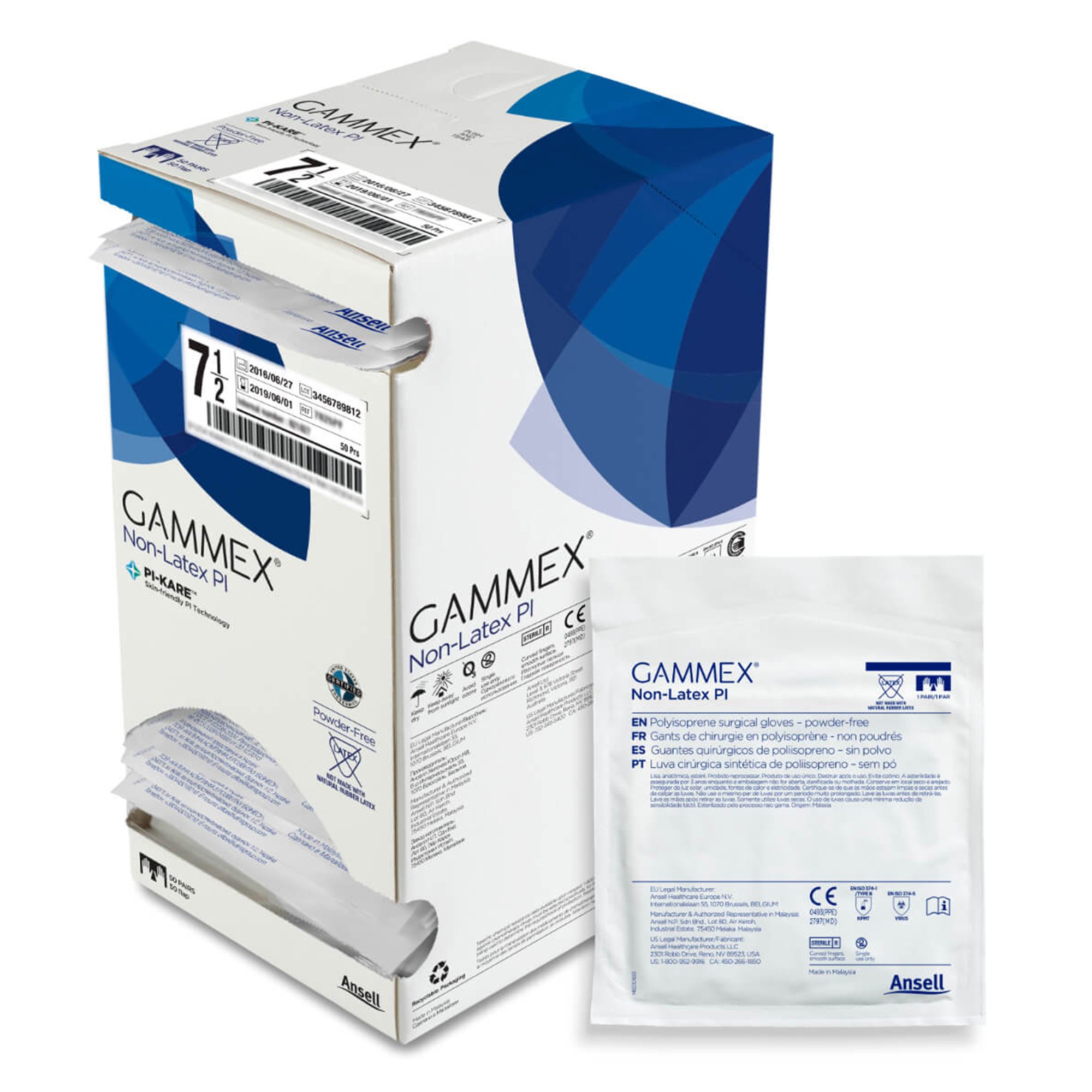Gammex Non-Latex PI Micro Polyisoprene Surgical Glove, Size 7.5, White MK 765786