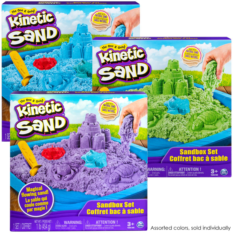 Kinetic Sand Sandbox Set 1lb of Natural Sand Magical Flowing Sand