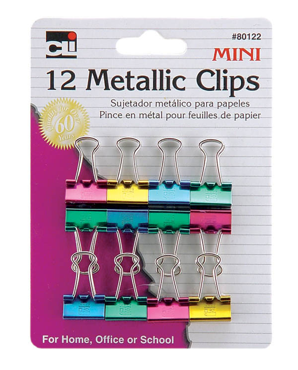 Mini Binder Clips: Metallic Assorted Colors