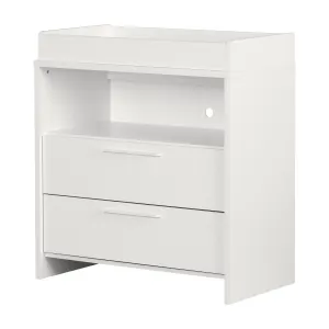 Changing table with removable rim, drawers, and open storage