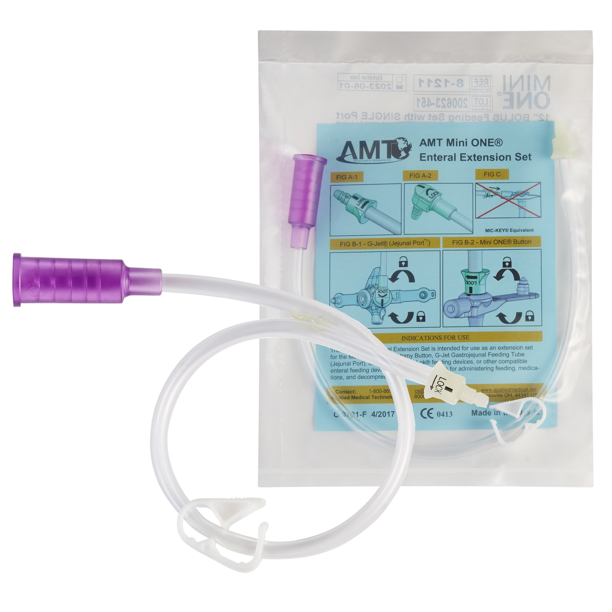 Mini ONE Straight Connector with Bolus Adapter, 12 Inch, Purple MK 727972