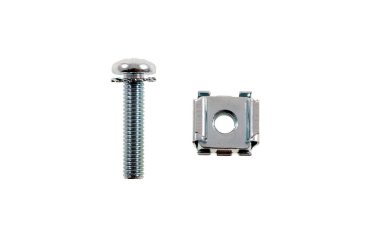 Rack Mount Cage Nuts with Screws, 12-24, Qty 50 Rack Mount Cage Nuts with Screws, 12-24, Qty 50